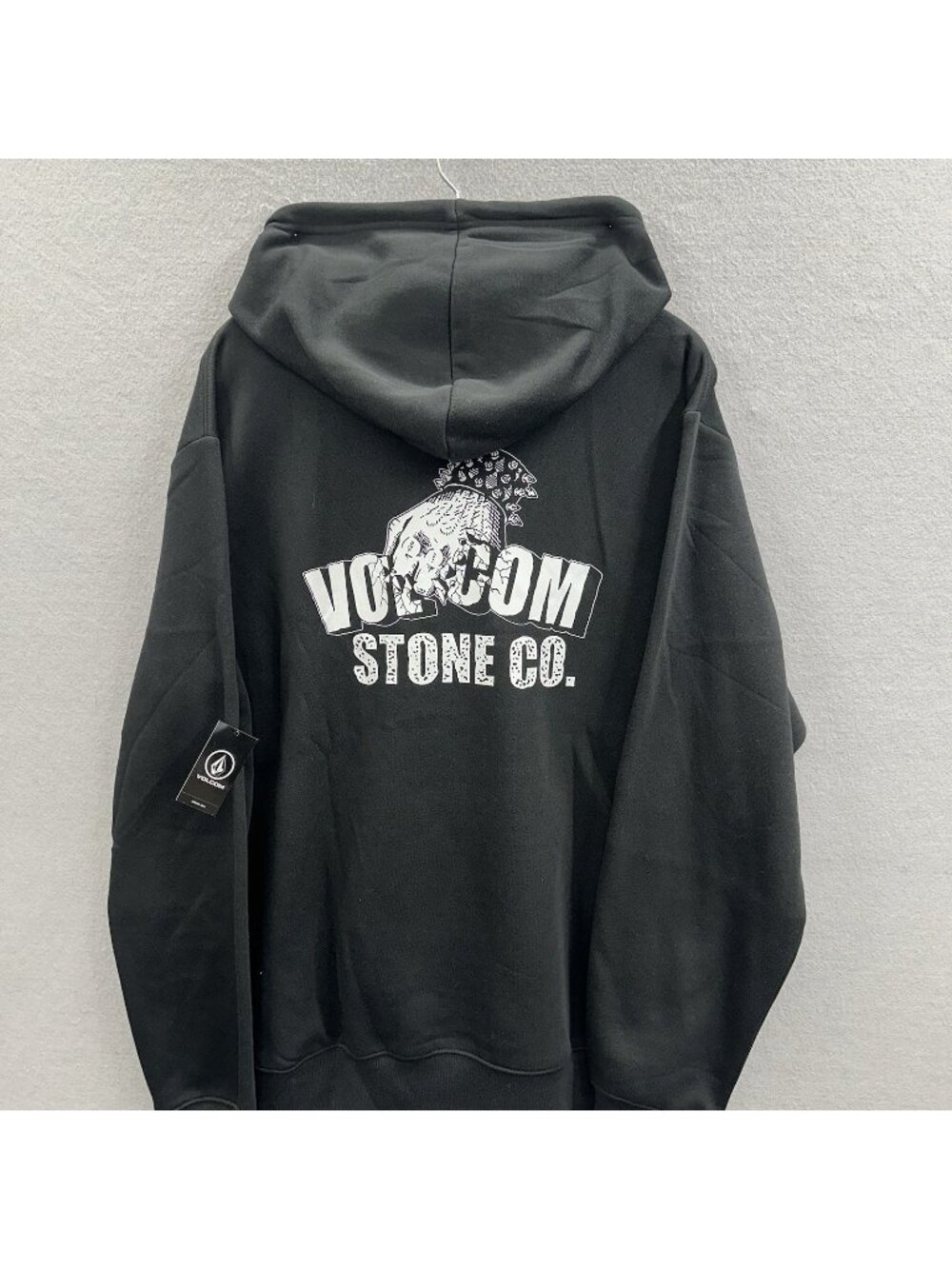 NWT Volcom Stone Co Pullover Skate Hoodie Sz M Black Sweatshirt Kangaroo Pocket